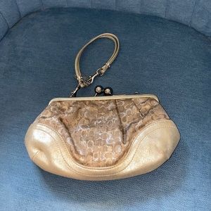 Coach gold wristlet